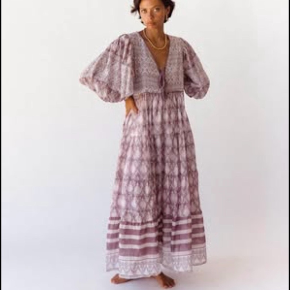 Daughters of India Lavender Patterned Maxi Dress